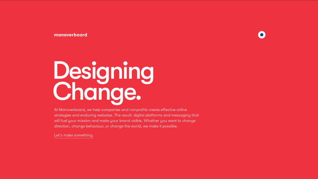 Web design inspiration example: Manoverboard's website