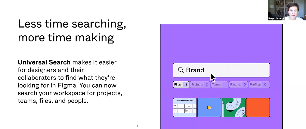 A screenshot from Figma's 'what's new in Figma' webinar from May 2020