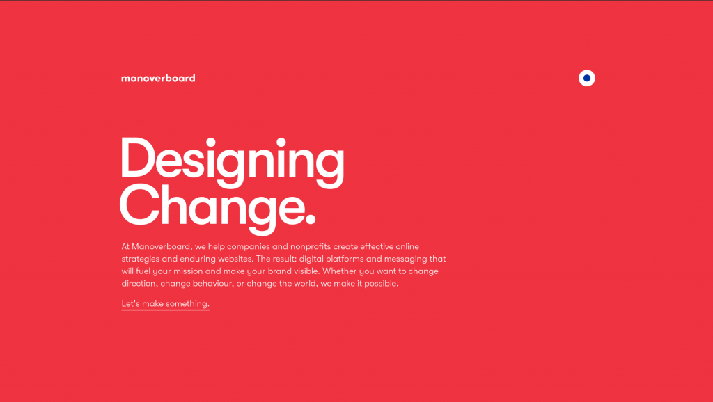 Web design inspiration example: Manoverboard's website