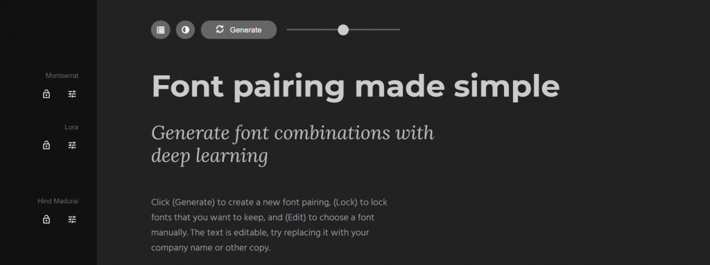 a snipped of the homepage of fontjoy.com, the title of which reads 'Font pairing made simple'