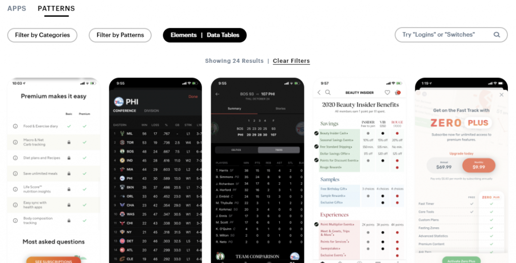 Mobbin's UI pattern lookup makes it easy to find app design inspiration