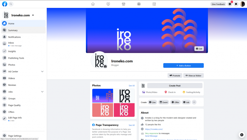 facebook new page design